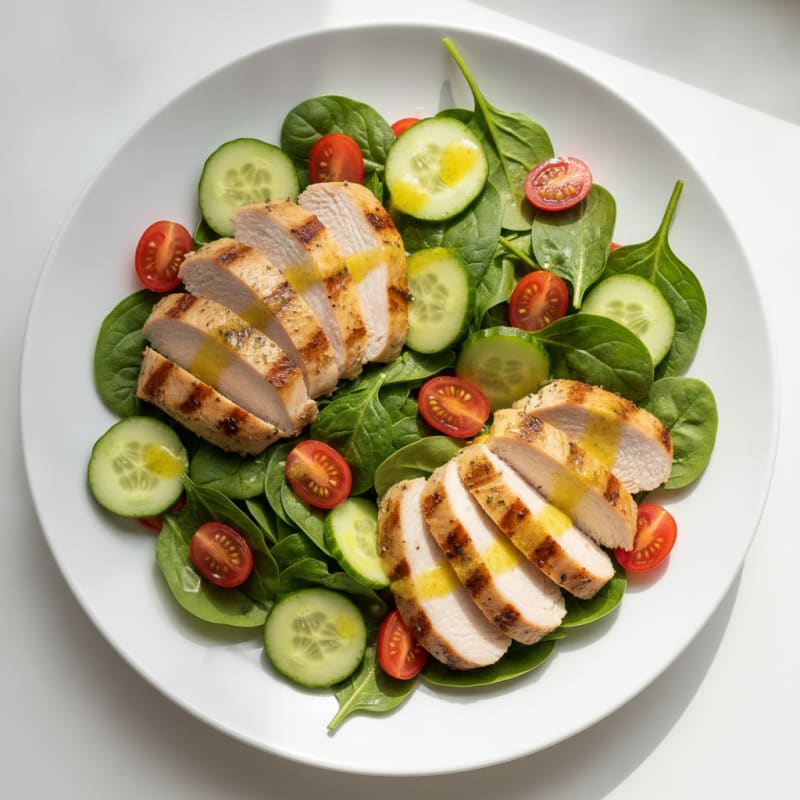 Grilled Turkey and Spinach Salad with Lemon Vinaigrette