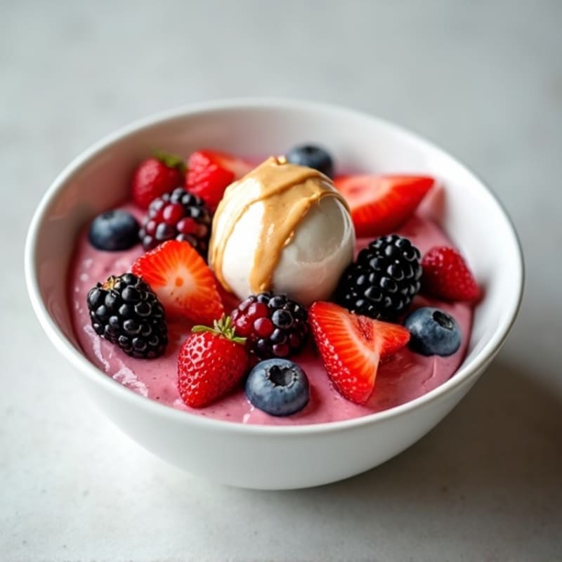 Greek Yogurt Protein Bowl with Mixed Berries and Almond Butter