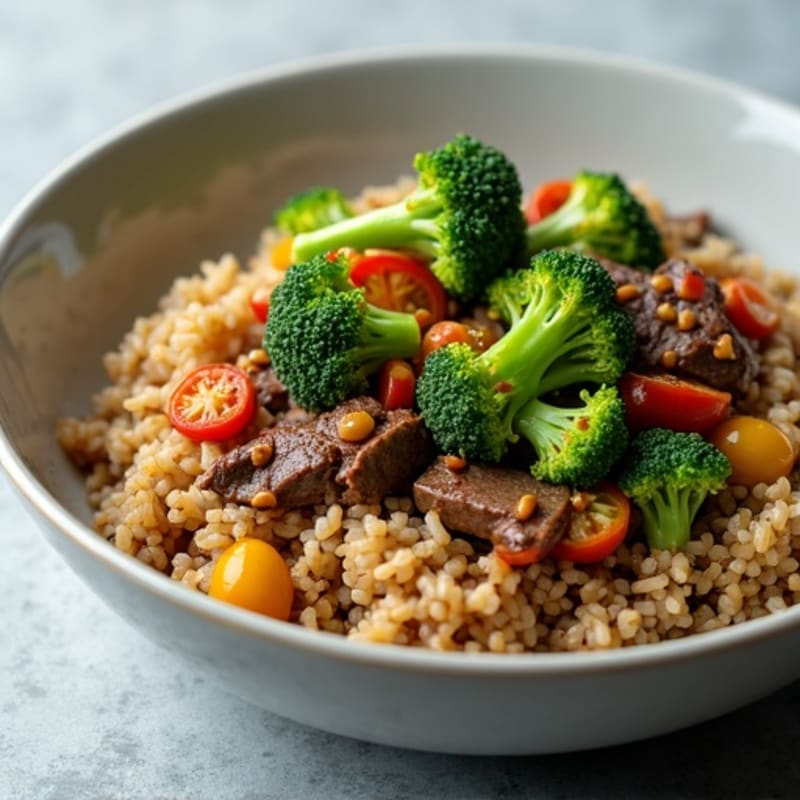 Lean Beef and Crisp Broccoli Stir-Fry with Brown Rice