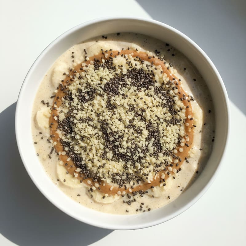 Creamy Raw Vegan Protein Smoothie Bowl with Chia and Hemp Seeds