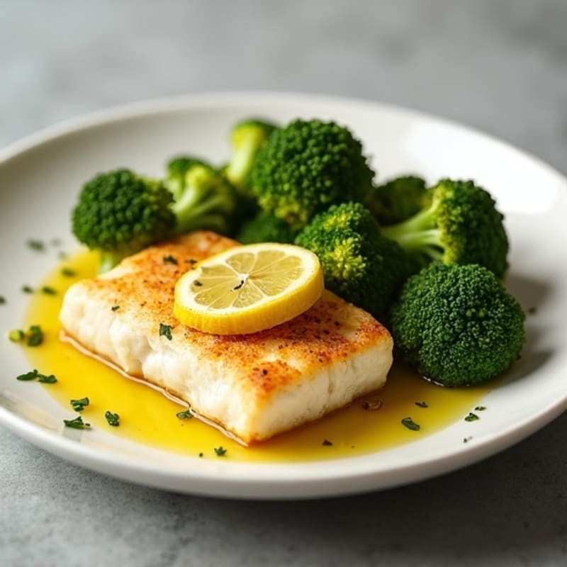 Seared Cod with Roasted Broccoli and Lemon