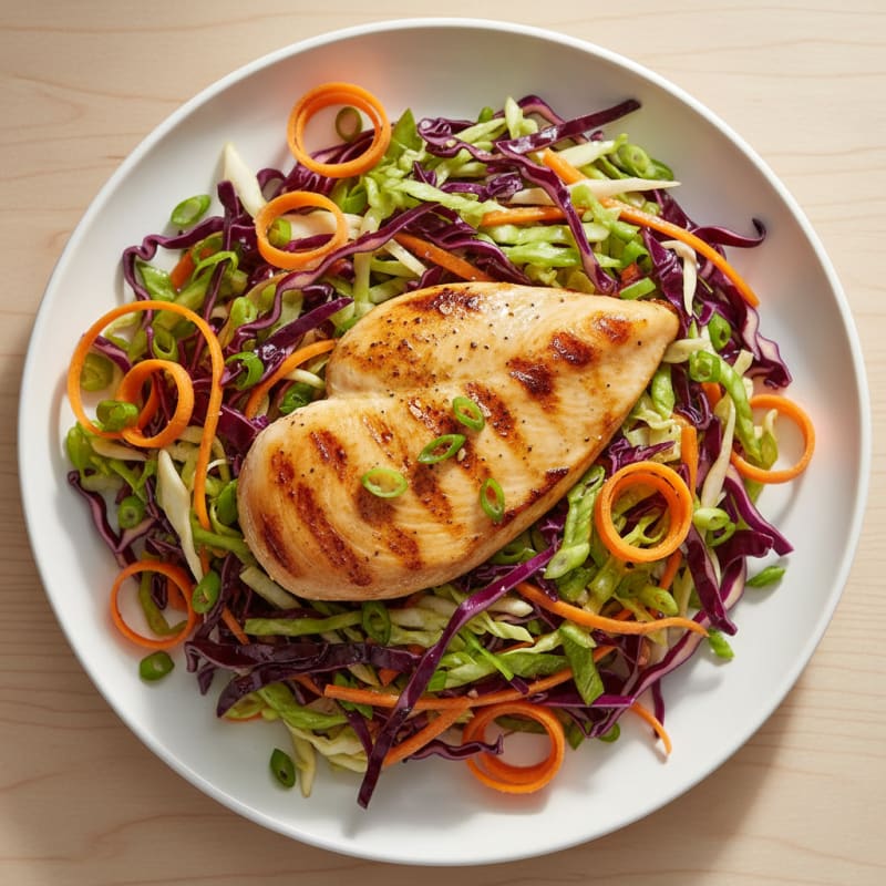 Grilled Chicken Breast with Crunchy Cabbage Slaw