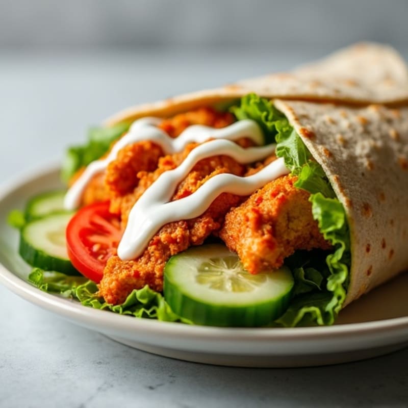 Crispy Buffalo Chicken Wrap with Fresh Veggies