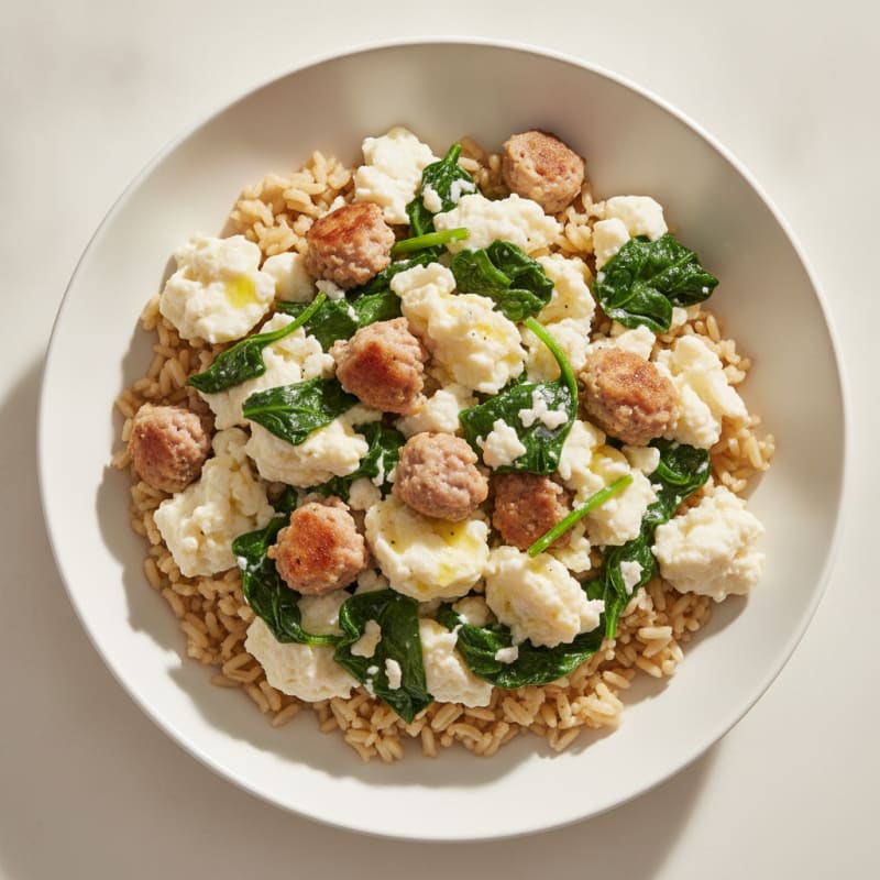 Egg White and Turkey Sausage Scramble with Spinach