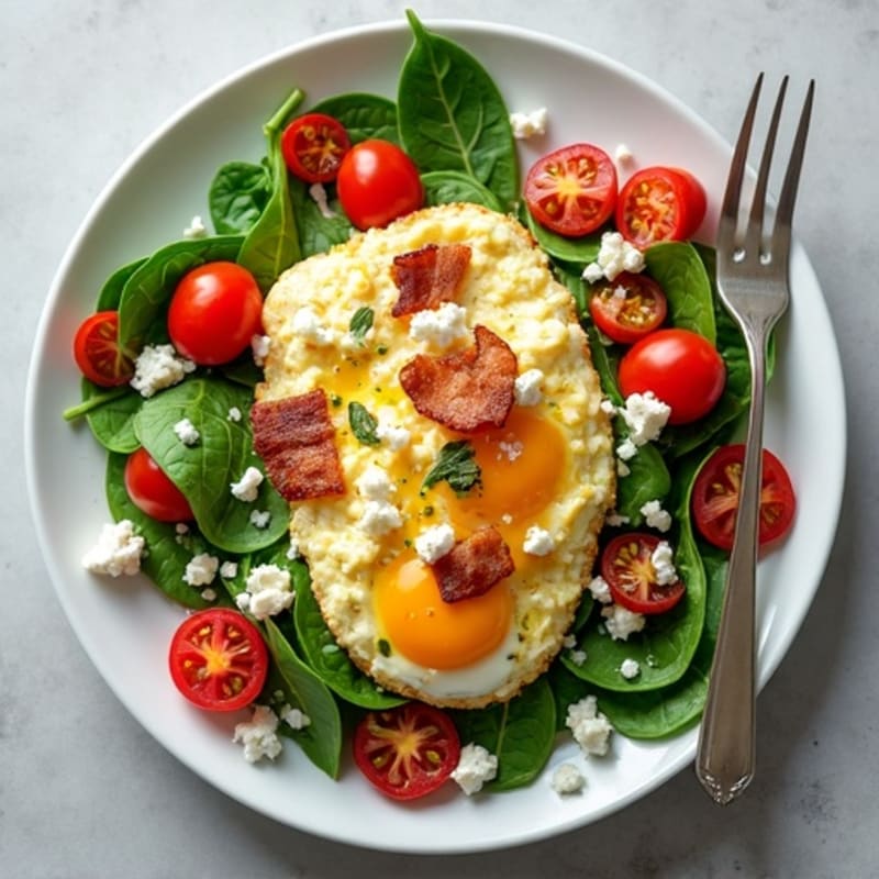 Egg White and Cottage Cheese Scramble with Spinach and Turkey Bacon