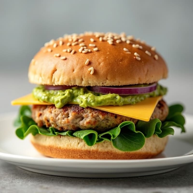 Lean Turkey Spinach Burger with Avocado Spread