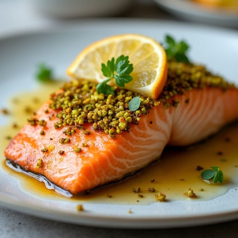 Crispy Pistachio-Crusted Salmon with Citrus-Ginger Glaze