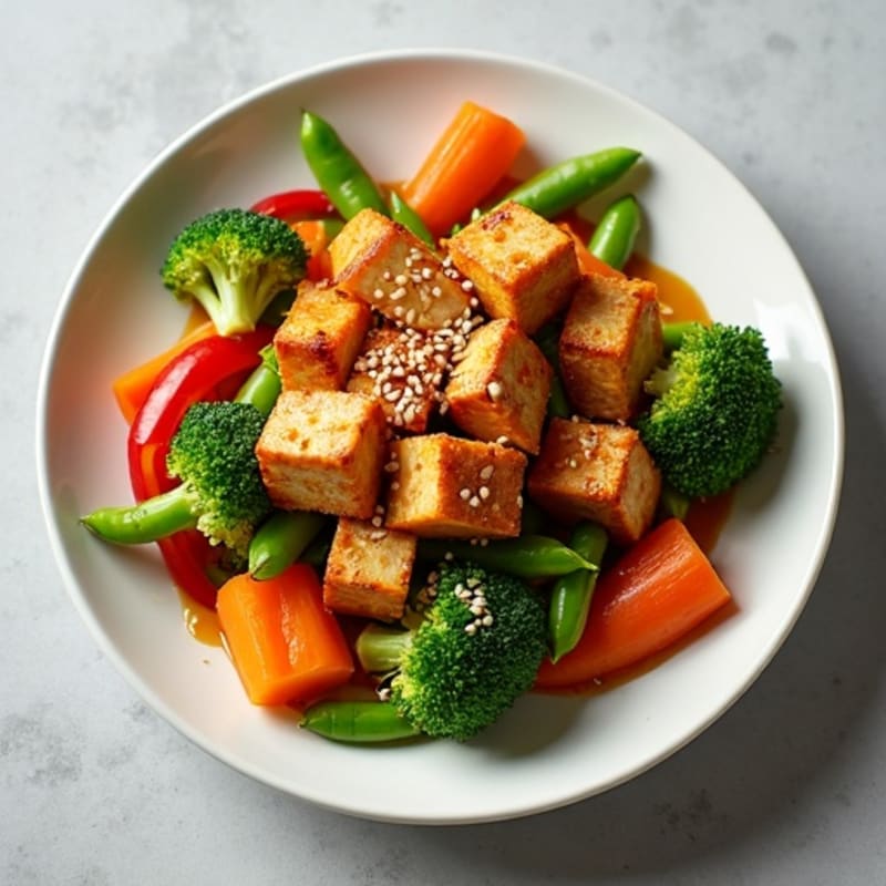 Crispy Sesame Tofu Stir-Fry with Fresh Vegetables