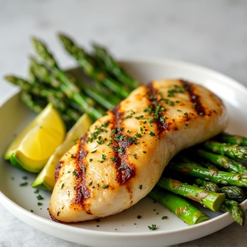 Grilled Lemon Herb Chicken with Roasted Asparagus