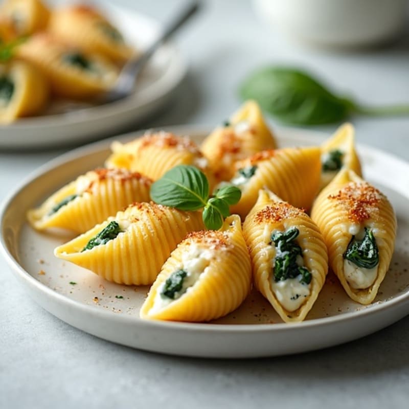 Baked Creamy Spinach Ricotta Stuffed Shells