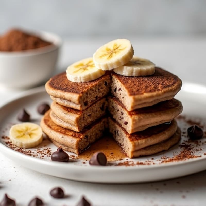 Healthy Banana Chocolate Stuffed Protein Pancakes