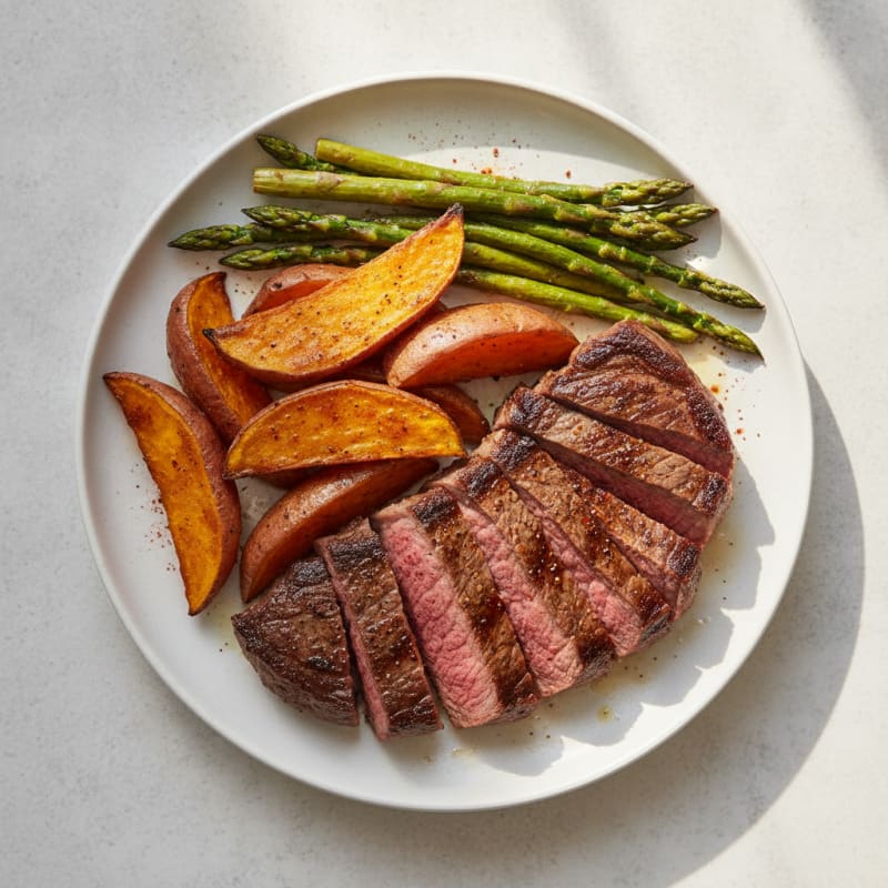 Pan-Seared Steak with Roasted Sweet Potatoes