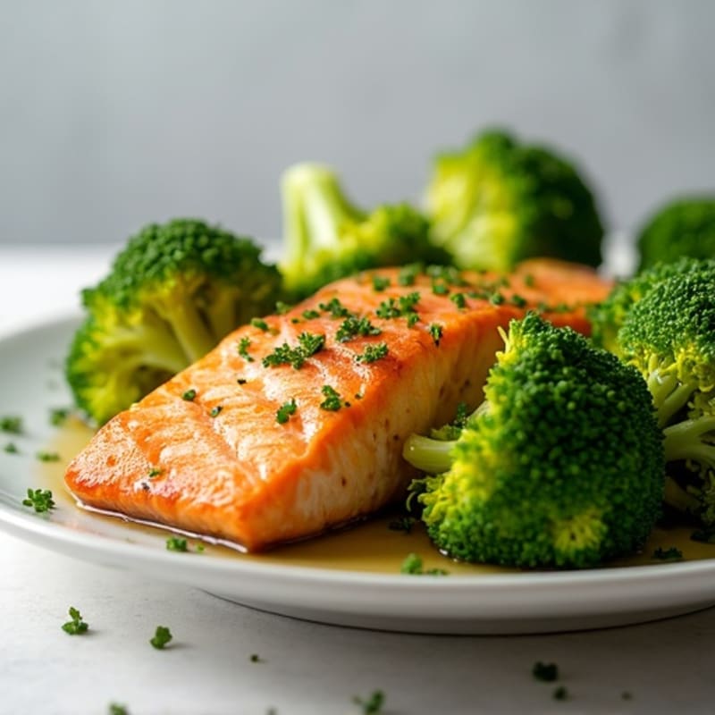 Pan-Seared Salmon with Lemon-Garlic Roasted Broccoli