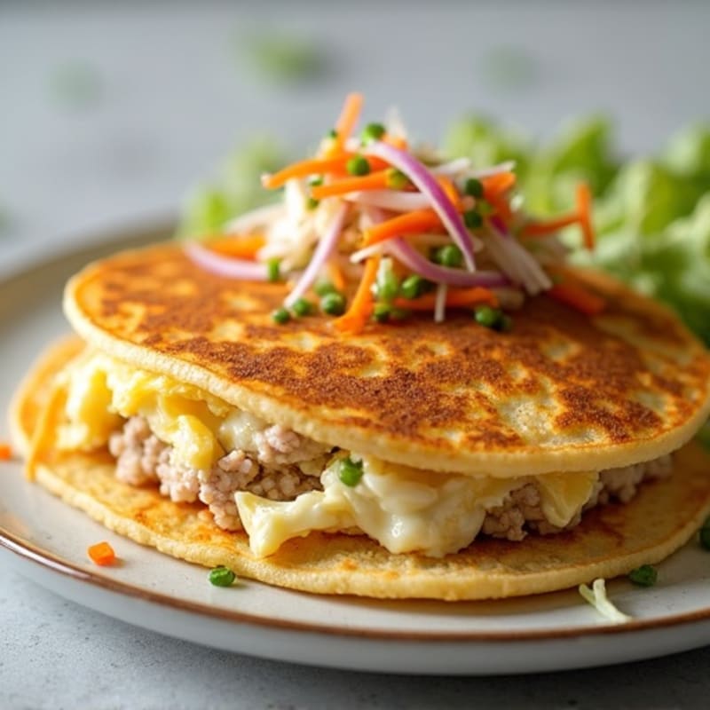 Egg White and Turkey Pupusa with Curtido Slaw