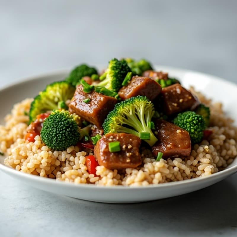Garlic-Ginger Stir-Fried Beef and Broccoli with Brown Rice