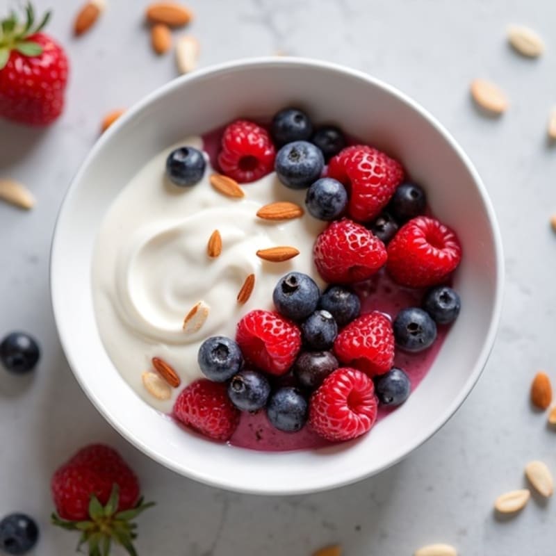 Silky Protein Yogurt with Mixed Berries and Almonds