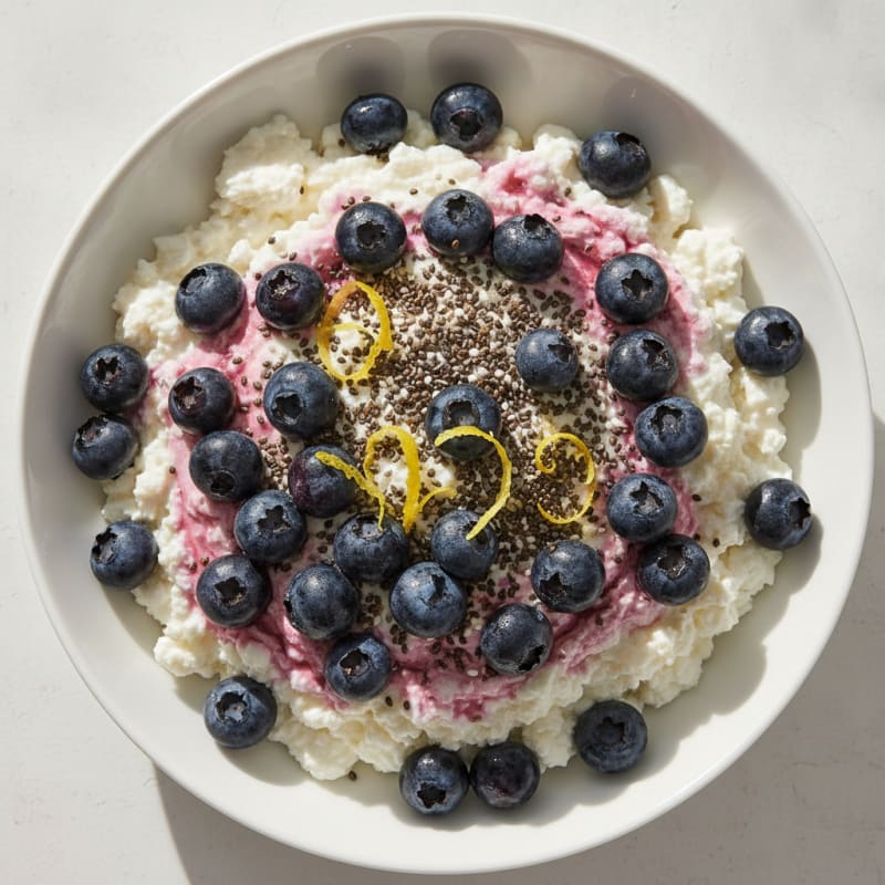 Cottage Cheese Berry Bowl with Chia Seeds