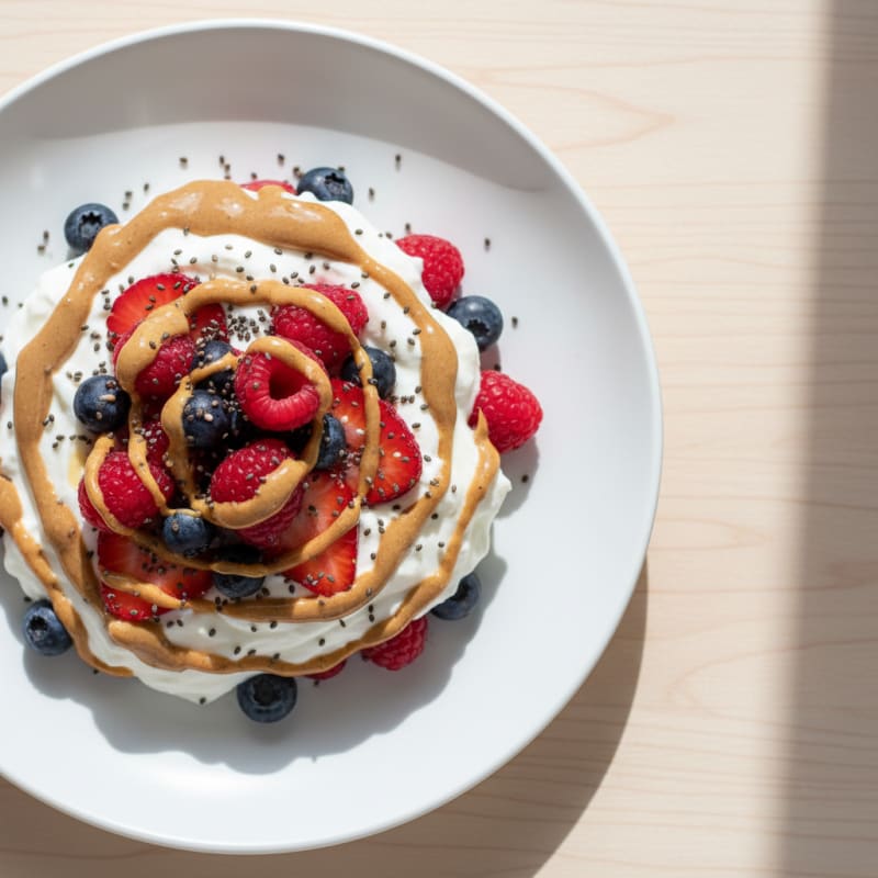 Greek Yogurt Protein Parfait with Berries and Almond Butter