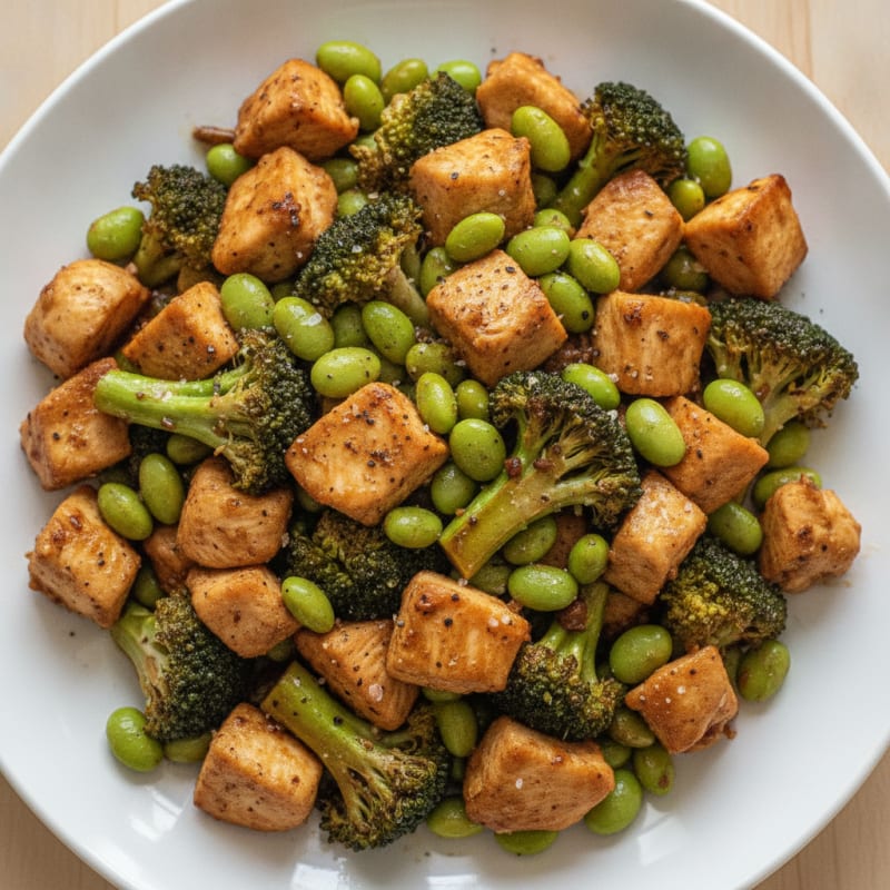 Chicken and Edamame Stir-Fry with Broccoli