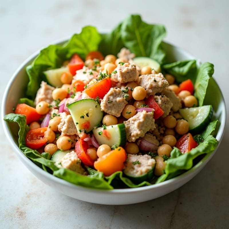 Tuna and Chickpea Crunch Salad with Lemon Vinaigrette