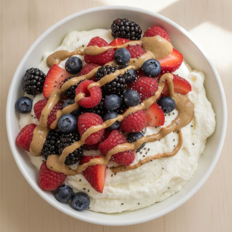 Greek Yogurt Protein Mousse with Mixed Berries