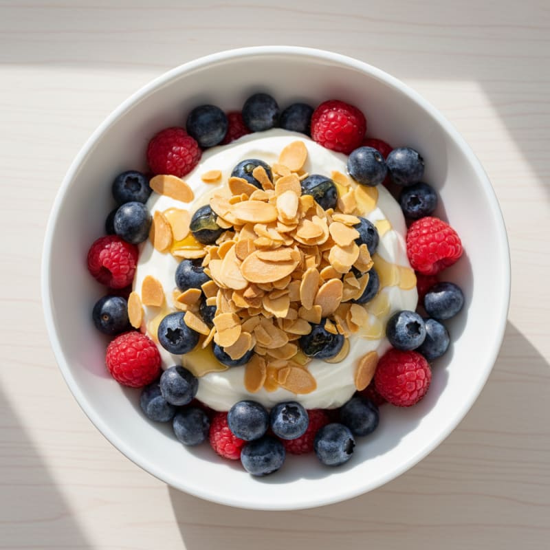 Creamy Greek Yogurt Parfait with Mixed Berries and Toasted Almonds