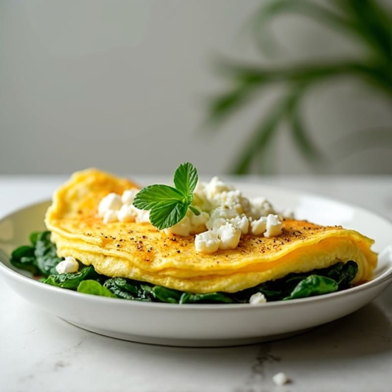 Fluffy Egg White Spinach Feta Omelet