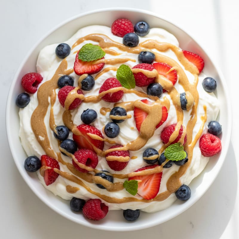 Greek Yogurt Protein Mousse with Mixed Berries