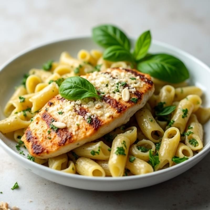 Creamy Pesto Chicken Pasta with Fresh Basil
