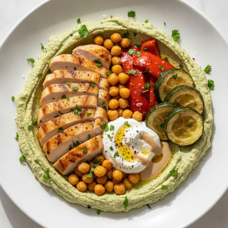 Herb Hummus Platter with Roasted Vegetables