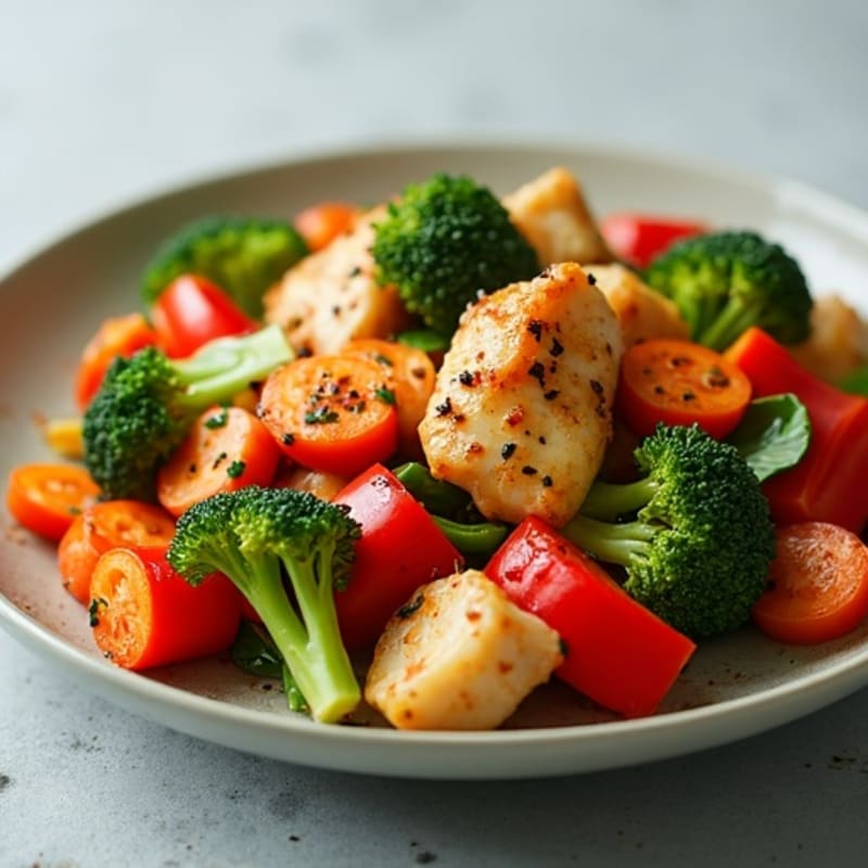 Ginger-Garlic Chicken Stir Fry with Crispy Vegetables