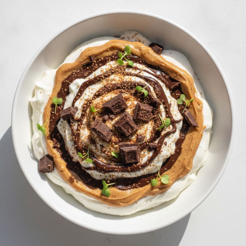 Greek Yogurt Protein Parfait with Chocolate and Peanut Butter