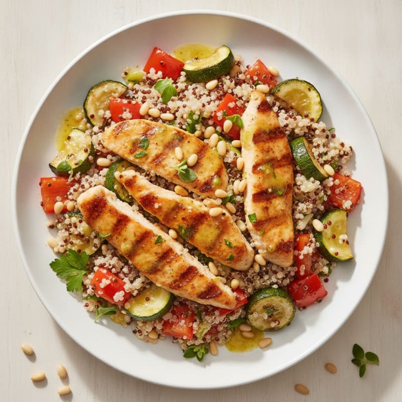 Grilled Chicken and Quinoa Salad with Roasted Vegetables