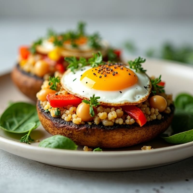 Roasted Quinoa and Vegetable Stuffed Portobello Mushrooms