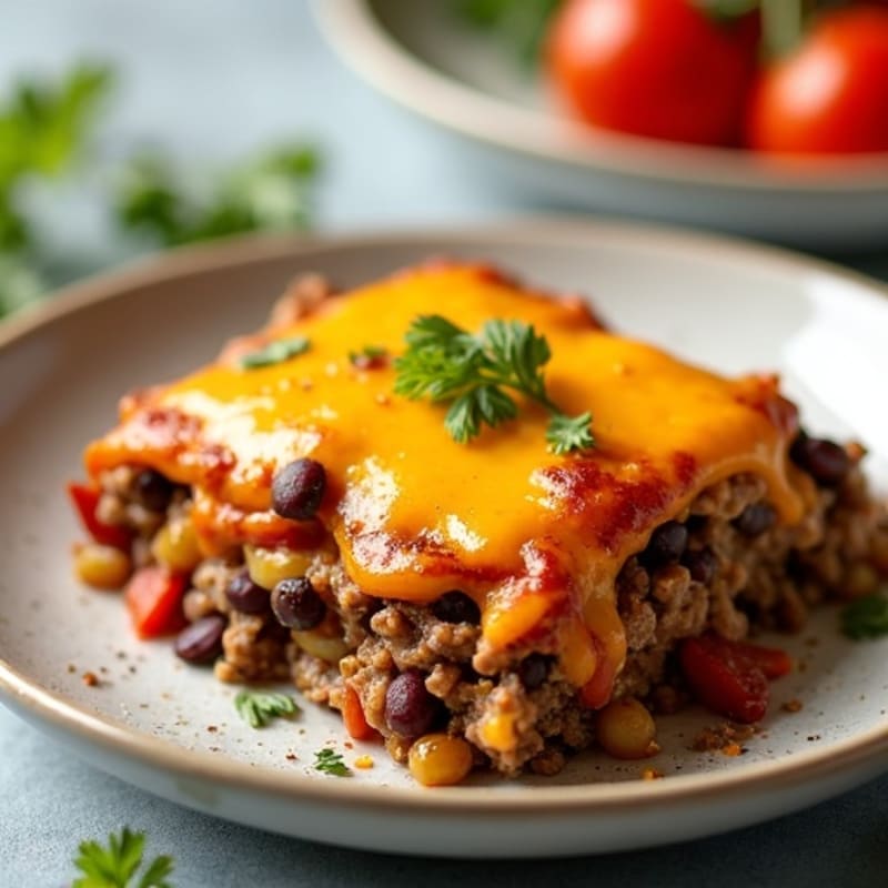 Hearty Lean Beef and Black Bean Cheesy Bake