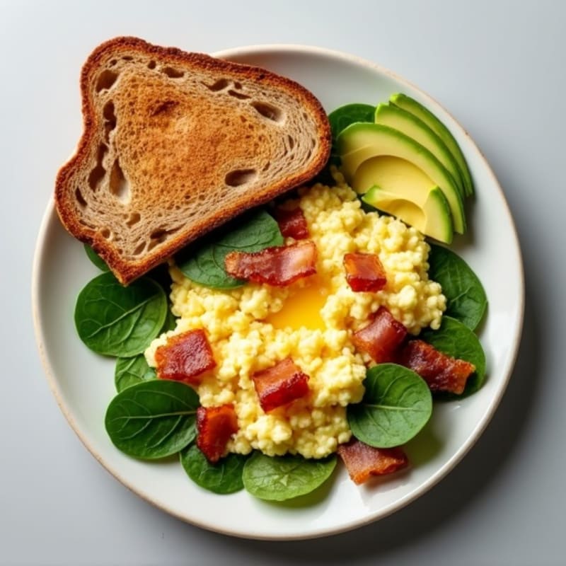 Egg White Scramble with Spinach and Turkey Bacon