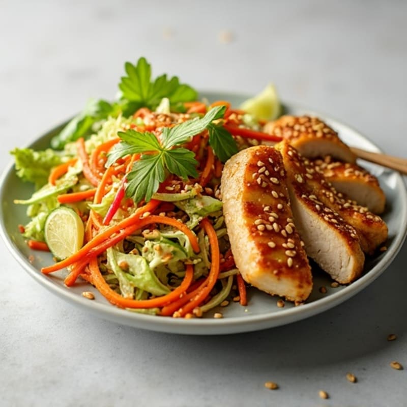 Sesame Ginger Chicken with Crunchy Cabbage Salad