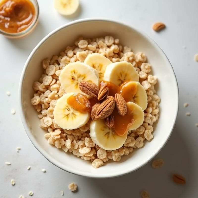Egg White Oatmeal with Sliced Banana and Almond Butter