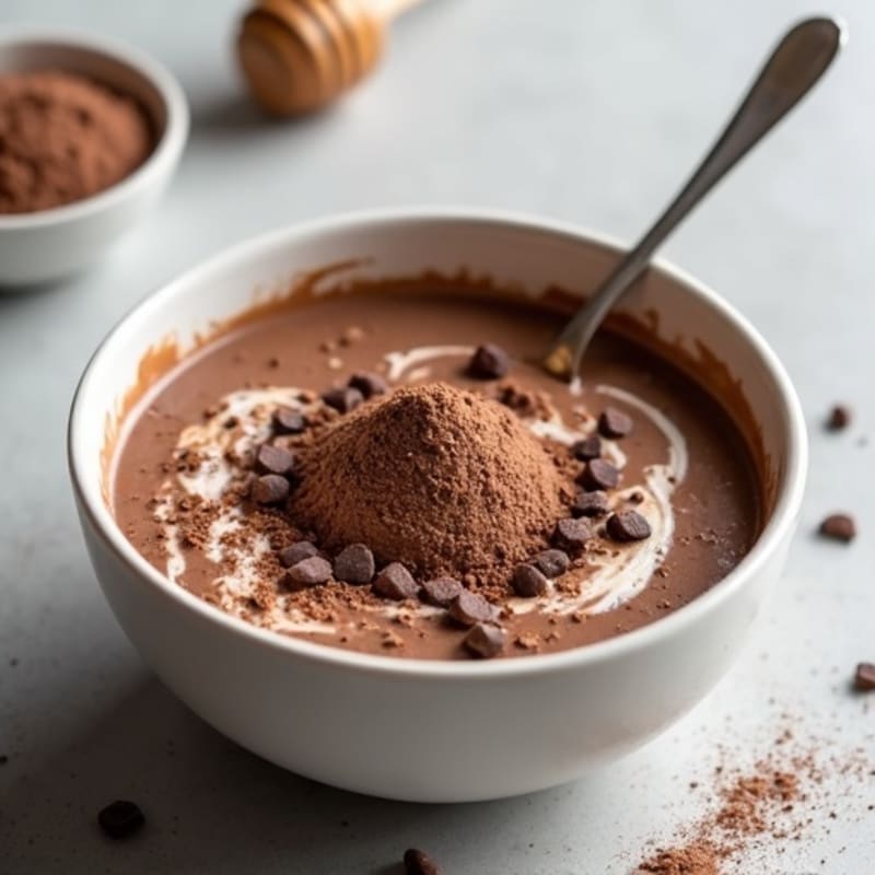 Rich Chocolate Protein Cheesecake Bowl with Crunchy Cocoa Nibs