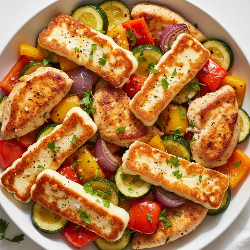 Halloumi with Roasted Vegetables and Herbs