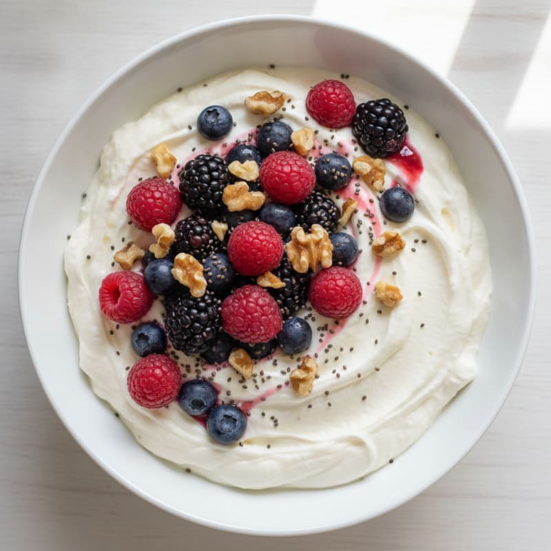 Silky Greek Yogurt Protein Pudding with Mixed Berries