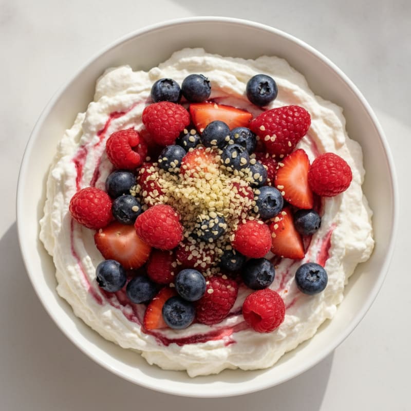 Greek Yogurt Protein Pudding with Mixed Berries