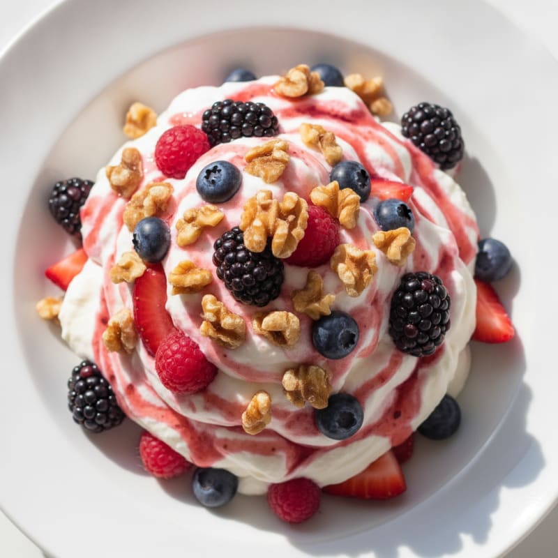 Greek Yogurt Protein Mousse with Mixed Berries
