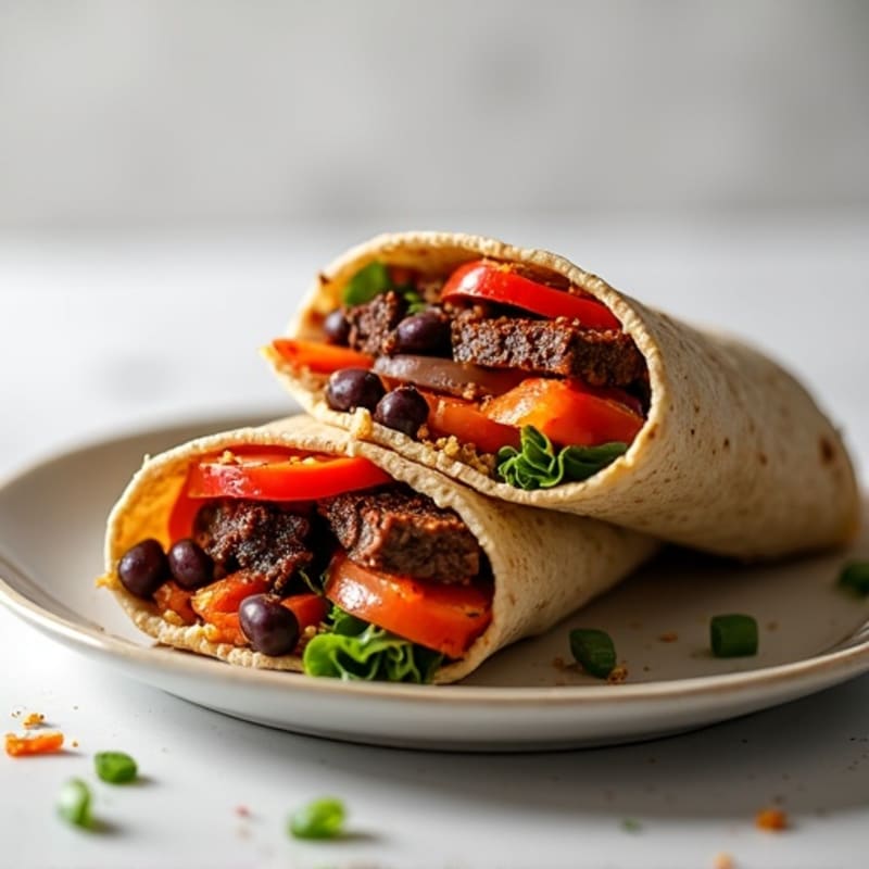 Crispy Lean Steak and Bell Pepper Whole Wheat Wraps