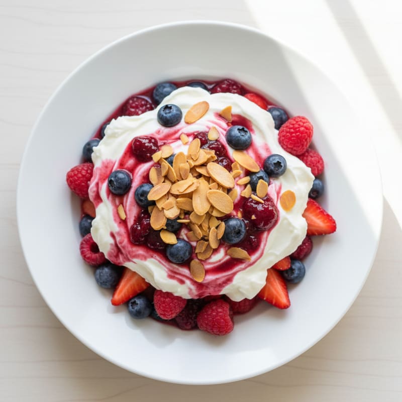 Protein Vanilla Yogurt Parfait with Mixed Berries