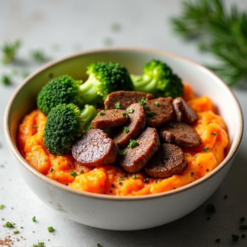 Smoky Beef and Broccoli Bowl with Hidden Sweet Potato Mash