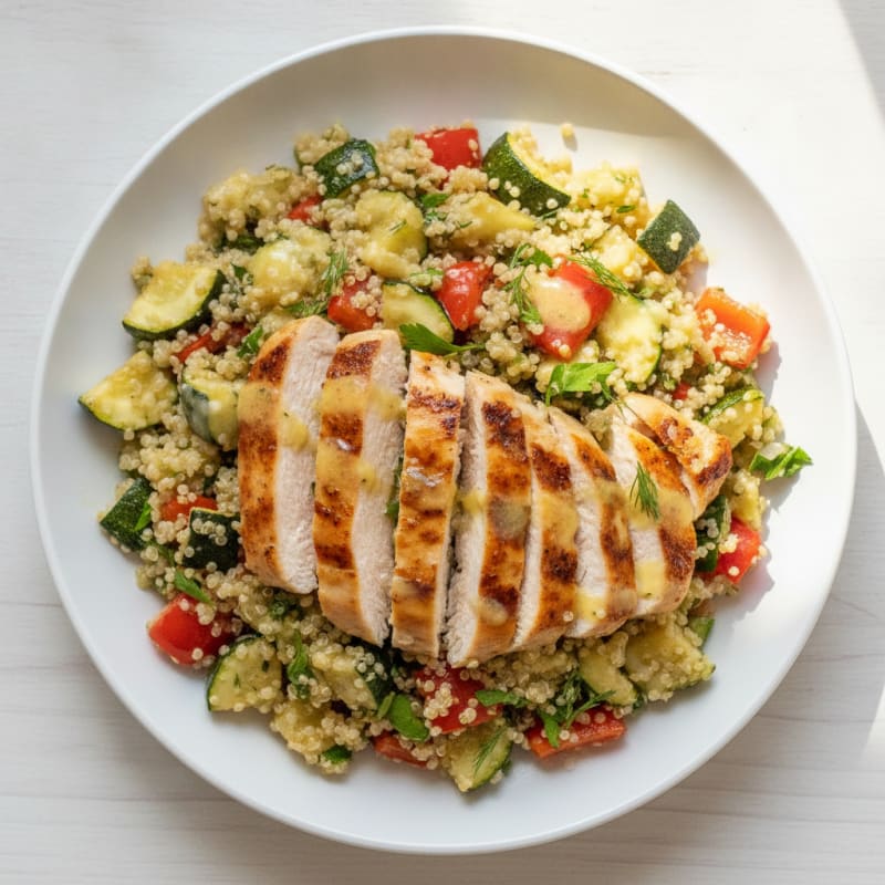 Grilled Chicken and Quinoa Salad with Roasted Vegetables