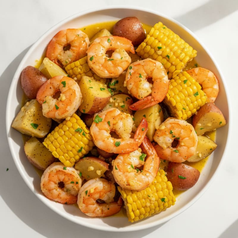 Garlic Butter Seafood Boil with Corn