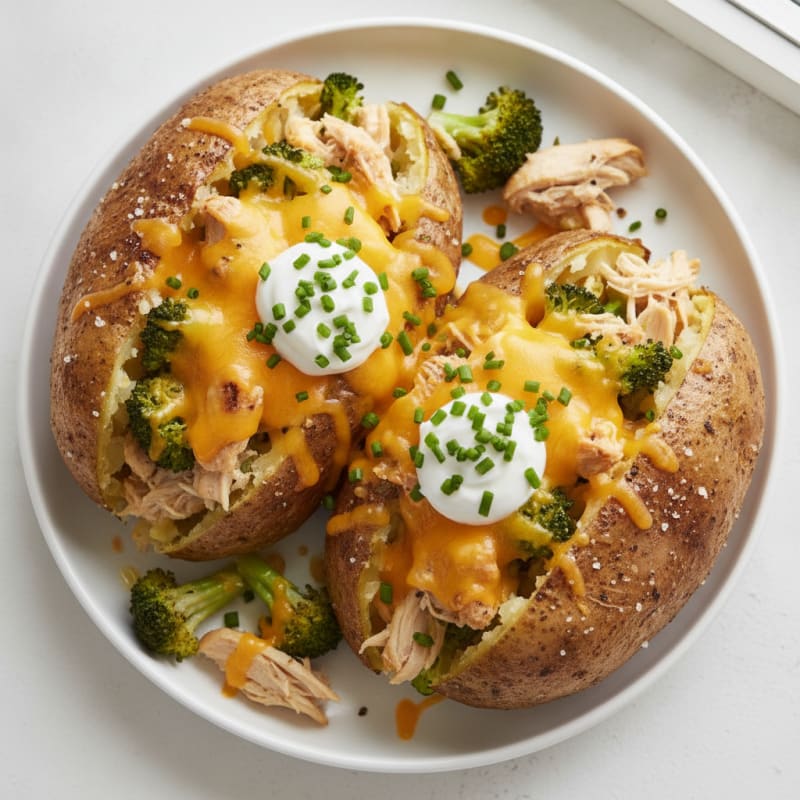Loaded Baked Potatoes with Broccoli and Cheddar