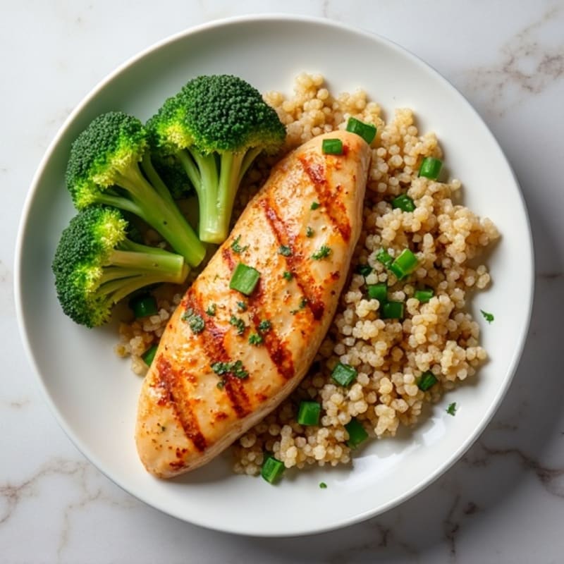 Grilled Chicken Breast with Quinoa and Steamed Broccoli